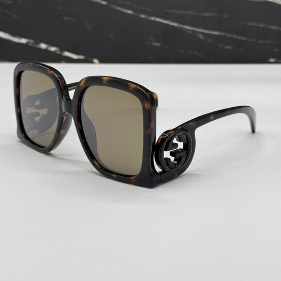 NEW GG1326S 007 GUCCI SUNGLASSES OVERSIZED DARK HAVANA WOMEN EYEWEAR GUCCI - Picture 1 of 12